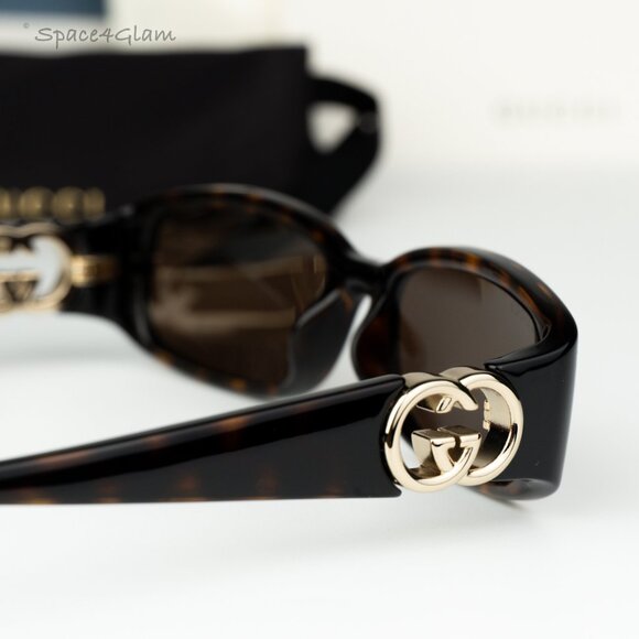 Gucci Women Sunglasses Dark Havana Brown Rectangle GG1661S 002 BRAND NEW - Picture 5 of 9
